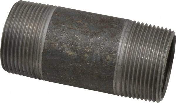 Made in USA - Schedule 40, 1-1/4" Diam x 3" Long Steel Black Pipe Nipple - Threaded - Americas Industrial Supply