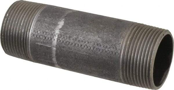 Made in USA - Schedule 40, 1-1/4" Diam x 4-1/2" Long Steel Black Pipe Nipple - Threaded - Americas Industrial Supply