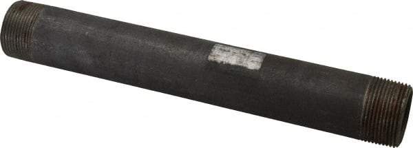 Made in USA - Schedule 40, 1-1/4" Diam x 11" Long Steel Black Pipe Nipple - Threaded - Americas Industrial Supply