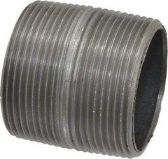 Made in USA - Schedule 40, 1-1/2" Diam x 1-3/4" Long Steel Black Pipe Nipple - Threaded - Americas Industrial Supply