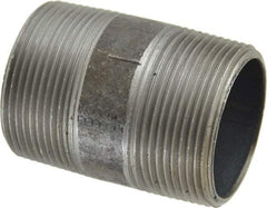 Made in USA - Schedule 40, 1-1/2" Diam x 2-1/2" Long Steel Black Pipe Nipple - Threaded - Americas Industrial Supply