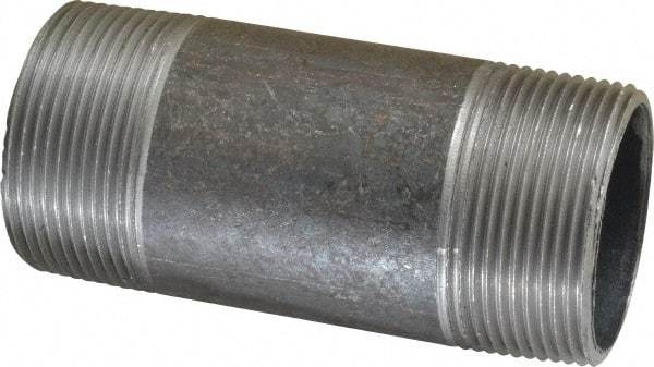 Made in USA - Schedule 40, 1-1/2" Diam x 4" Long Steel Black Pipe Nipple - Threaded - Americas Industrial Supply