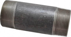 Made in USA - Schedule 40, 1-1/2" Diam x 4-1/2" Long Steel Black Pipe Nipple - Threaded - Americas Industrial Supply