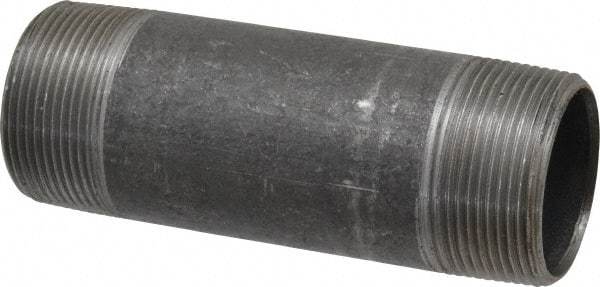 Made in USA - Schedule 40, 1-1/2" Diam x 5" Long Steel Black Pipe Nipple - Threaded - Americas Industrial Supply