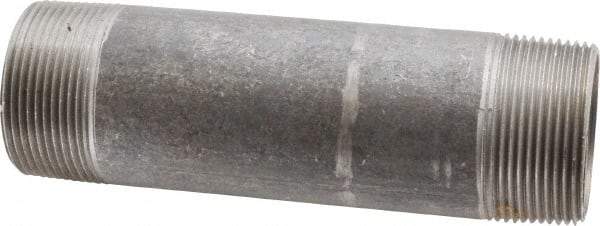 Made in USA - Schedule 40, 1-1/2" Diam x 6" Long Steel Black Pipe Nipple - Threaded - Americas Industrial Supply