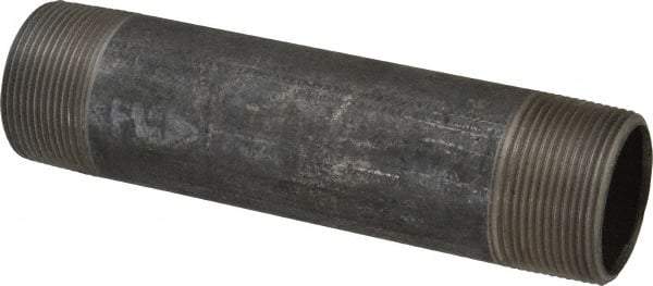 Made in USA - Schedule 40, 1-1/2" Diam x 7" Long Steel Black Pipe Nipple - Threaded - Americas Industrial Supply