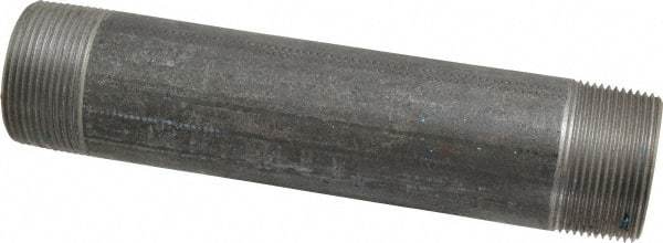 Made in USA - Schedule 40, 1-1/2" Diam x 8" Long Steel Black Pipe Nipple - Threaded - Americas Industrial Supply