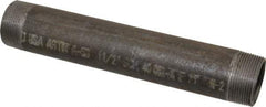 Made in USA - Schedule 40, 1-1/2" Diam x 10" Long Steel Black Pipe Nipple - Threaded - Americas Industrial Supply