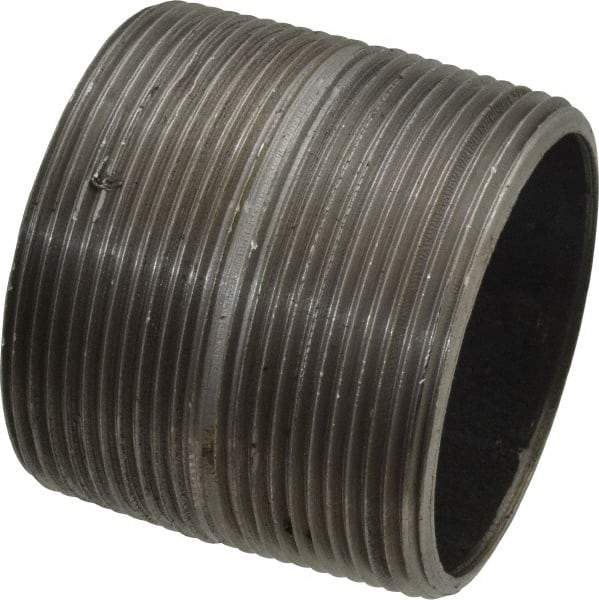 Made in USA - Schedule 40, 2" Diam x 2" Long Steel Black Pipe Nipple - Threaded - Americas Industrial Supply