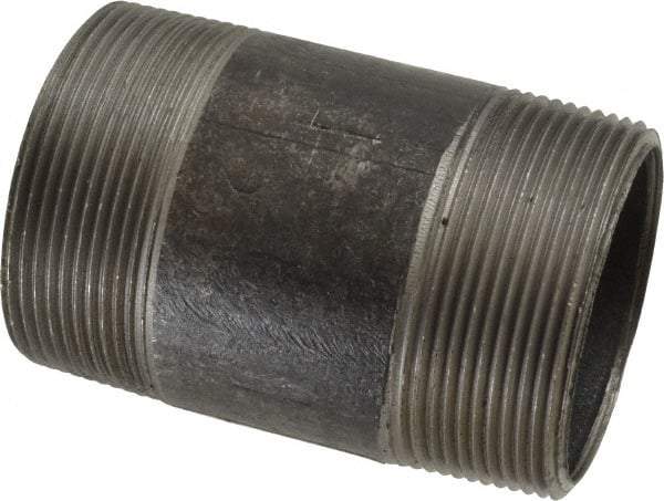 Made in USA - Schedule 40, 2" Diam x 3-1/2" Long Steel Black Pipe Nipple - Threaded - Americas Industrial Supply