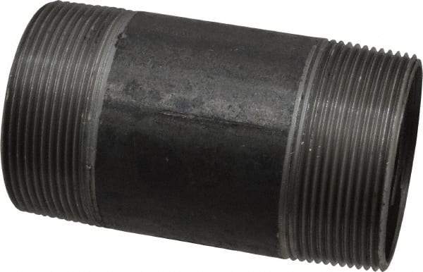 Made in USA - Schedule 40, 2" Diam x 4" Long Steel Black Pipe Nipple - Threaded - Americas Industrial Supply