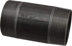 Made in USA - Schedule 40, 2" Diam x 4" Long Steel Black Pipe Nipple - Threaded - Americas Industrial Supply