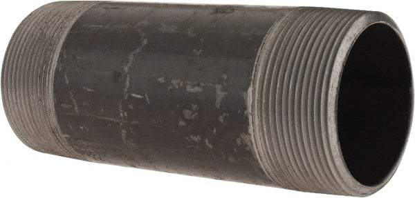 Made in USA - Schedule 40, 2" Diam x 5-1/2" Long Steel Black Pipe Nipple - Threaded - Americas Industrial Supply