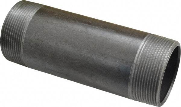Made in USA - Schedule 40, 2" Diam x 6" Long Steel Black Pipe Nipple - Threaded - Americas Industrial Supply