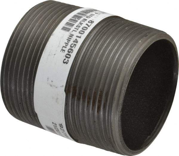 Made in USA - Schedule 40, 2-1/2" Diam x 3" Long Steel Black Pipe Nipple - Threaded - Americas Industrial Supply