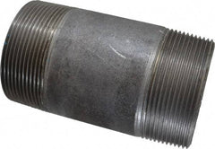 Made in USA - Schedule 40, 3" Diam x 6" Long Steel Black Pipe Nipple - Threaded - Americas Industrial Supply