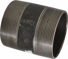 Made in USA - Schedule 40, 4" Diam x 5" Long Steel Black Pipe Nipple - Threaded - Americas Industrial Supply