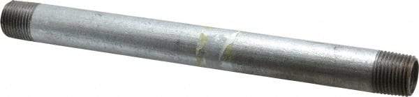 Made in USA - Schedule 40, 1/2 x 9" Galvanized Pipe Nipple - Threaded Steel - Americas Industrial Supply