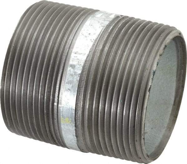 Made in USA - Schedule 40, 2-1/2 x 3" Galvanized Pipe Nipple - Threaded Steel - Americas Industrial Supply