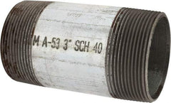 Made in USA - Schedule 40, 3 x 6" Galvanized Pipe Nipple - Threaded Steel - Americas Industrial Supply