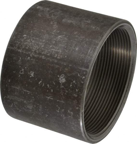 Made in USA - Size 4", Class 150, Steel Black Pipe Coupling - 150 psi, Threaded End Connection - Americas Industrial Supply