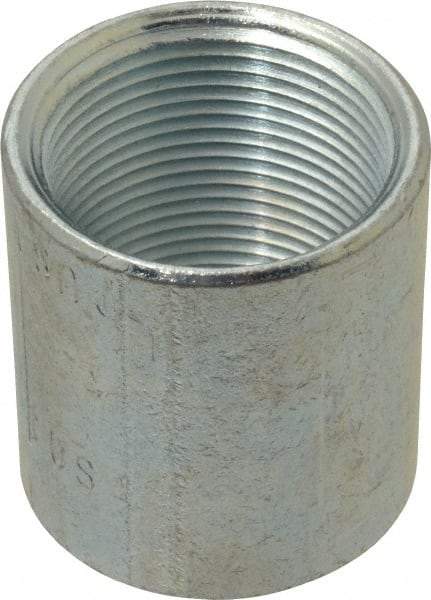 Made in USA - Class 150, 1-1/4" Galvanized Pipe Coupling - Threaded, Malleable Iron - Americas Industrial Supply