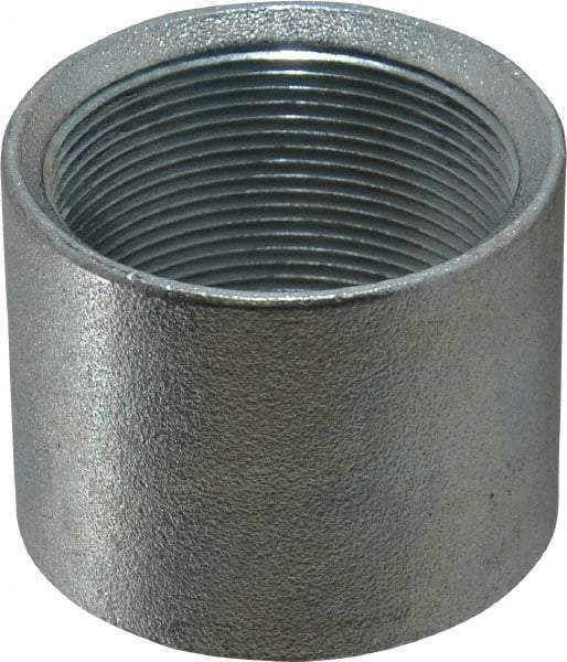 Made in USA - Class 150, 2" Galvanized Pipe Coupling - Threaded, Malleable Iron - Americas Industrial Supply