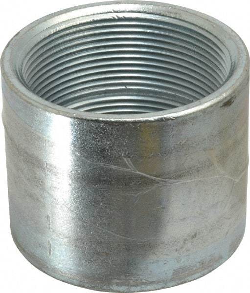 Made in USA - Class 150, 3" Galvanized Pipe Coupling - Threaded, Malleable Iron - Americas Industrial Supply