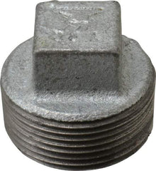 Made in USA - Class 150, 1-1/4" Galvanized Pipe Square Plug - Threaded, Malleable Iron - Americas Industrial Supply