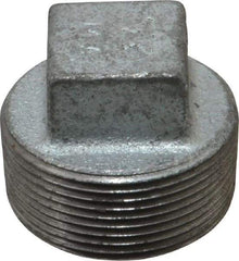 Made in USA - Class 150, 1-1/2" Galvanized Pipe Square Plug - Threaded, Malleable Iron - Americas Industrial Supply
