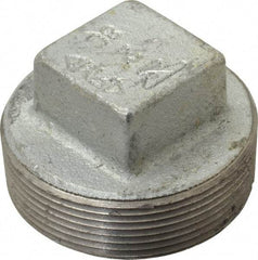 Made in USA - Class 150, 2" Galvanized Pipe Square Plug - Threaded, Malleable Iron - Americas Industrial Supply