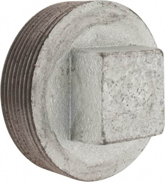 Made in USA - Class 150, 3" Galvanized Pipe Square Plug - Threaded, Malleable Iron - Americas Industrial Supply