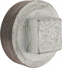 Made in USA - Class 150, 3" Galvanized Pipe Square Plug - Threaded, Malleable Iron - Americas Industrial Supply