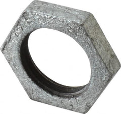 Made in USA - Class 150, 1" Galvanized Pipe Hex Locknut - Threaded, Malleable Iron - Americas Industrial Supply