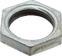 Made in USA - Class 150, 1-1/4" Galvanized Pipe Hex Locknut - Threaded, Malleable Iron - Americas Industrial Supply