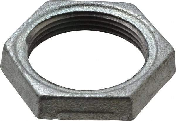 Made in USA - Class 150, 1-1/2" Galvanized Pipe Hex Locknut - Threaded, Malleable Iron - Americas Industrial Supply