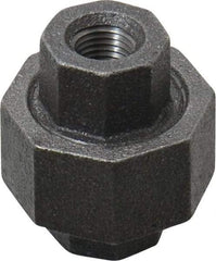 Made in USA - Size 1/4", Class 150, Malleable Iron Black Pipe Union - 150 psi, Threaded End Connection - Americas Industrial Supply