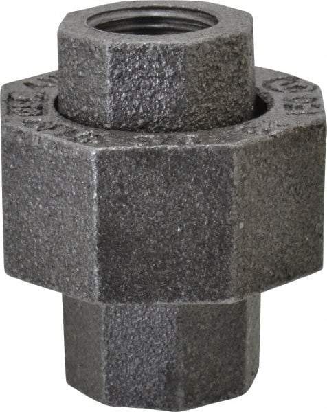 Made in USA - Size 3/8", Class 150, Malleable Iron Black Pipe Union - 150 psi, Threaded End Connection - Americas Industrial Supply
