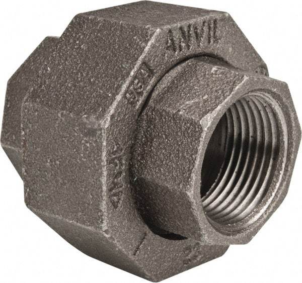 Made in USA - Size 1", Class 150, Malleable Iron Black Pipe Union - 150 psi, Threaded End Connection - Americas Industrial Supply