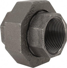Made in USA - Size 1-1/4", Class 150, Malleable Iron Black Pipe Union - 150 psi, Threaded End Connection - Americas Industrial Supply