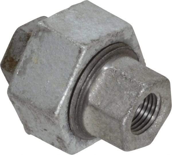 Made in USA - Class 150, 1/8" Galvanized Pipe Union - Threaded, Malleable Iron - Americas Industrial Supply