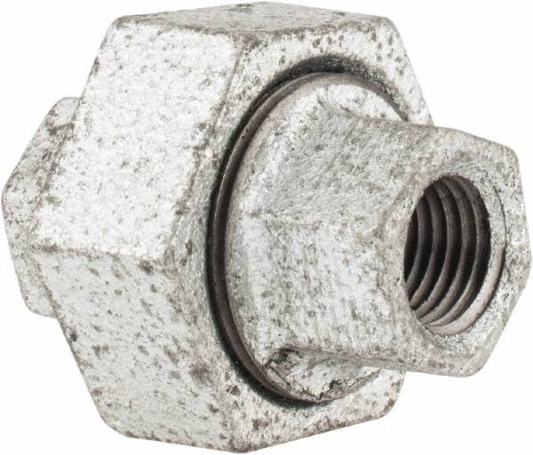 Made in USA - Class 150, 1/4" Galvanized Pipe Union - Threaded, Malleable Iron - Americas Industrial Supply