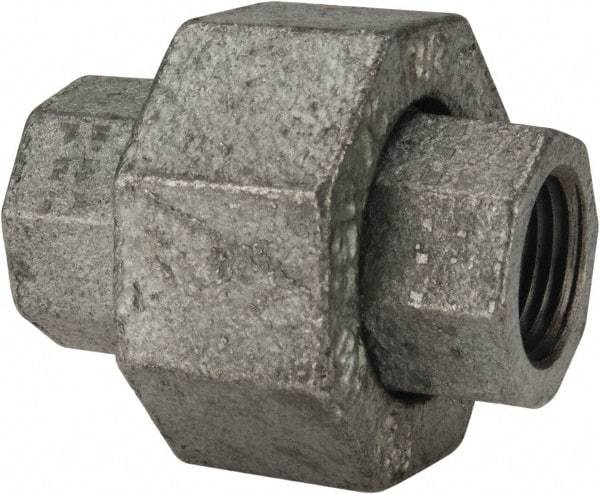 Made in USA - Class 150, 3/8" Galvanized Pipe Union - Threaded, Malleable Iron - Americas Industrial Supply