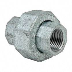 Made in USA - Class 150, 1/2" Galvanized Pipe Union - Threaded, Malleable Iron - Americas Industrial Supply