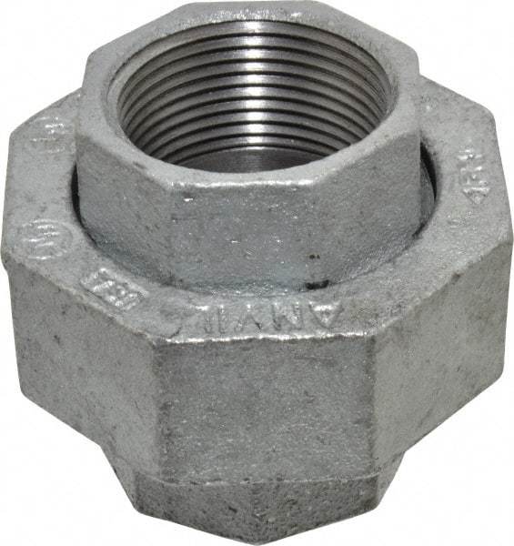 Made in USA - Class 150, 1-1/4" Galvanized Pipe Union - Threaded, Malleable Iron - Americas Industrial Supply