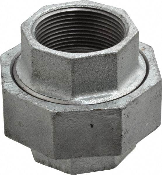 Made in USA - Class 150, 1-1/2" Galvanized Pipe Union - Threaded, Malleable Iron - Americas Industrial Supply