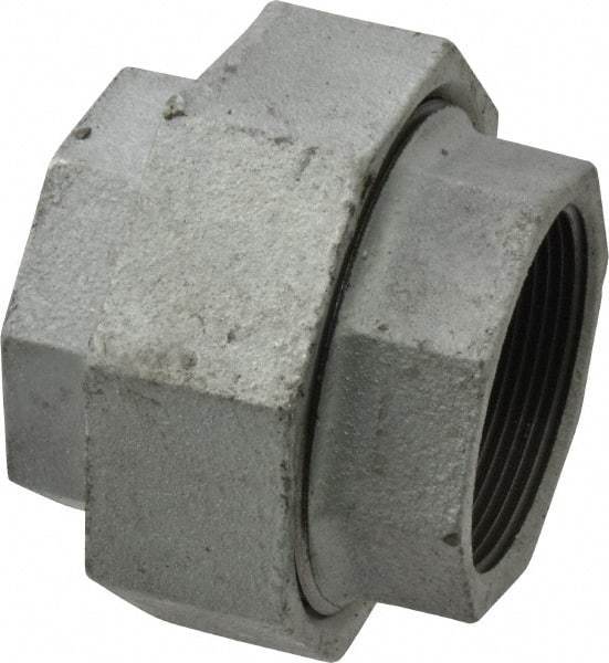 Made in USA - Class 150, 2" Galvanized Pipe Union - Threaded, Malleable Iron - Americas Industrial Supply