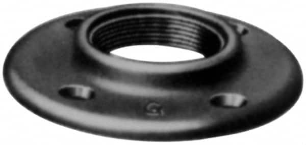 Made in USA - 3/8" Pipe, 3" OD, 5/8" Hub Length, Galvanized Floor Pipe Flange - 2" Across Bolt Hole Centers, 1/4" Bolt Hole, 150 psi, Class 150 - Americas Industrial Supply