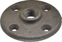 Made in USA - 1/2" Pipe, 3" OD, 5/8" Hub Length, Black Floor Pipe Flange - 2.1" Across Bolt Hole Centers, 1/4" Bolt Hole, 150 psi, Class 150 - Americas Industrial Supply