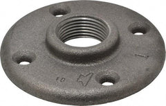 Made in USA - 1" Pipe, 4" OD, 11/16" Hub Length, Black Floor Pipe Flange - 3" Across Bolt Hole Centers, 1/4" Bolt Hole, 150 psi, Class 150 - Americas Industrial Supply